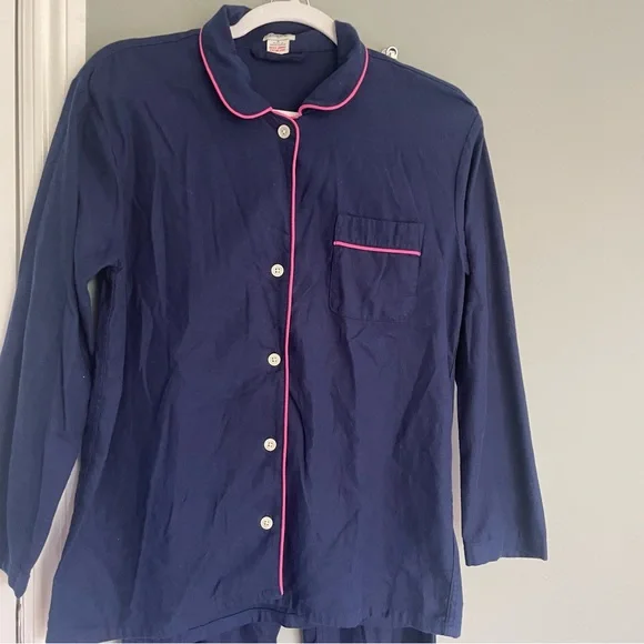 J. Crew Flannel Pajama Set Pink and Navy - Picture 2 of 15